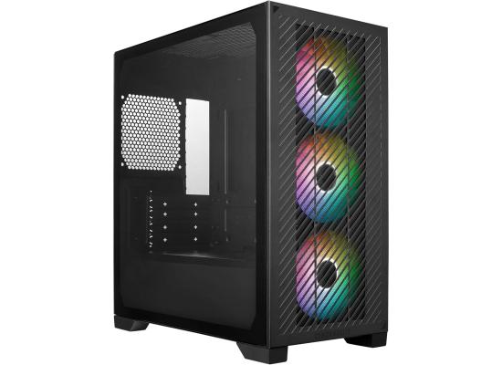 Cooler Master Elite 301 (Black) Micro-ATX ARGB Mini Tower Gaming Case – Tempered Glass, Mesh Panel, 3x 120mm ARGB Fans, USB Type-C